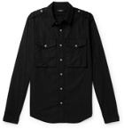 Balmain - Slim-Fit Logo-Print Cotton-Twill Shirt - Black