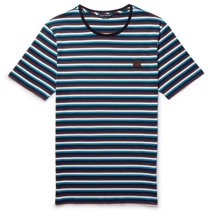 Photo: Acne Studios - Slim-Fit Striped Cotton-Jersey T-Shirt - Men - Teal