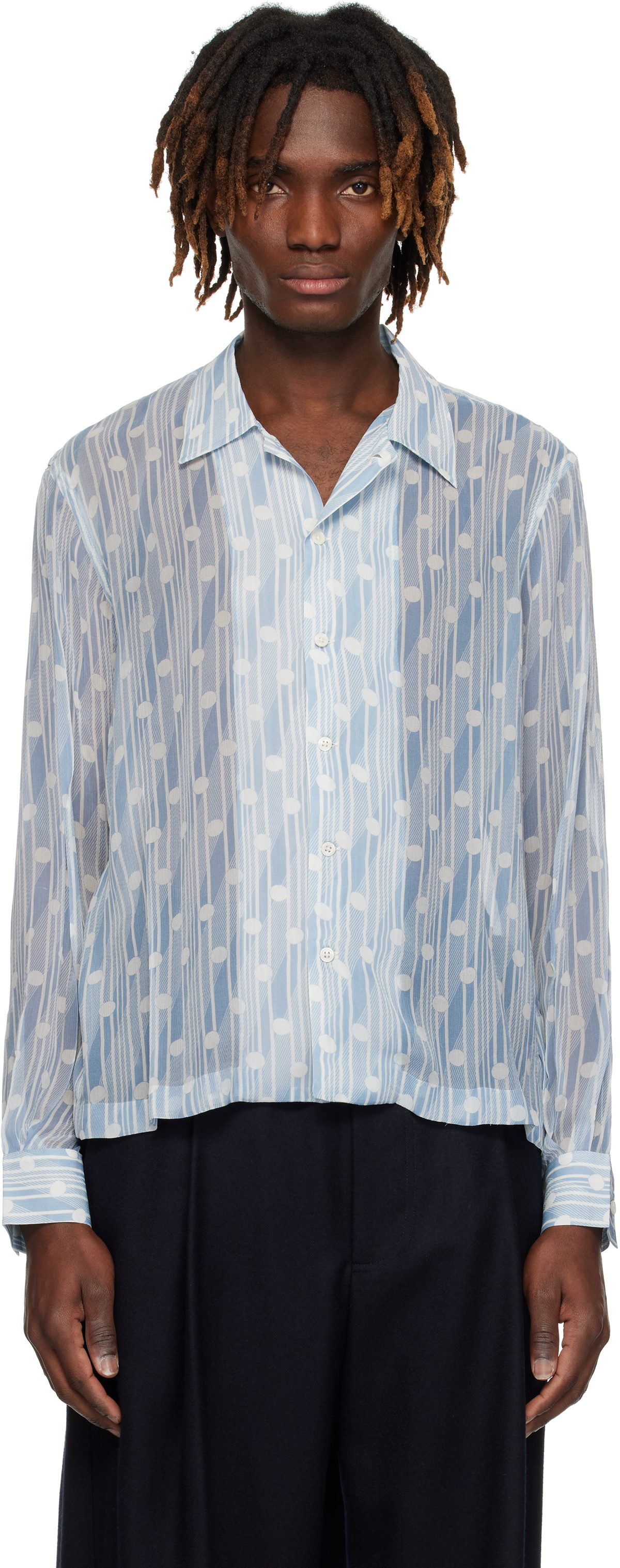 Bode Blue Meridian Shirt Bode
