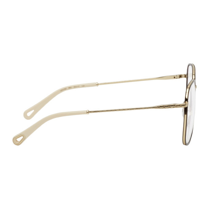 Chloe Gold and Tortoiseshell Metal Square Glasses Chloe