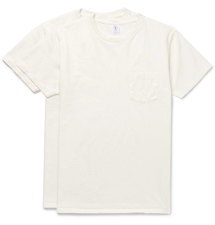 Photo: Velva Sheen - Two-Pack Slub Cotton-Jersey T-Shirts - Neutrals