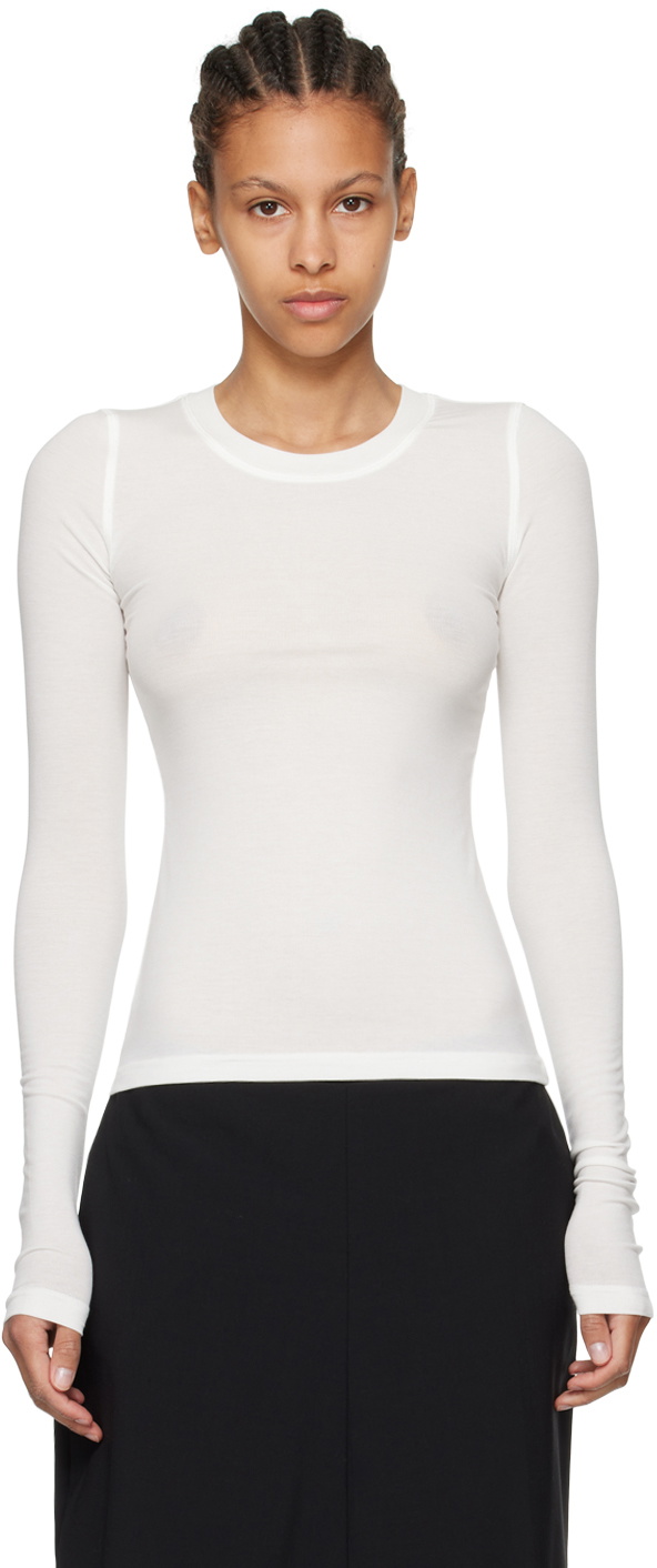 Fax Copy Express White 'The Round Neck' Long Sleeve T-Shirt