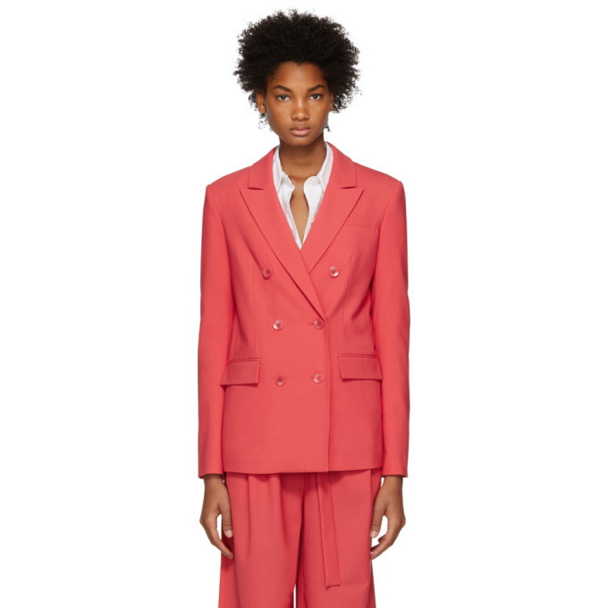 Tibi Pink Double-Breasted Suit Blazer Tibi