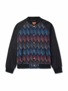 Missoni - Jacquard-Knit Panelled Herringbone Cotton-Blend Drill Bomber Jacket - Black