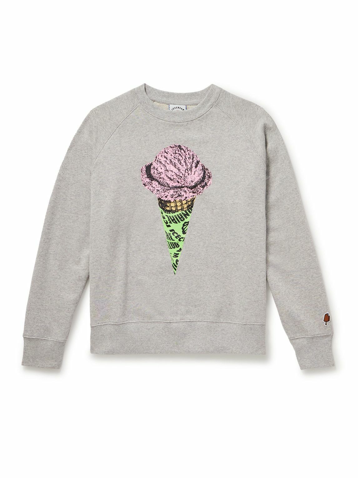 ICECREAM - Printed Cotton-Jersey Sweatshirt - Gray ICECREAM