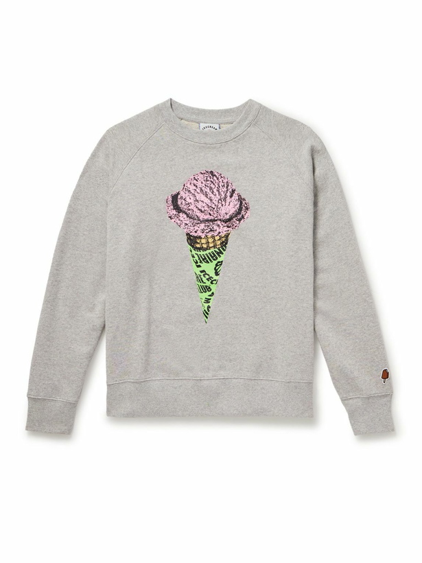 Photo: ICECREAM - Printed Cotton-Jersey Sweatshirt - Gray