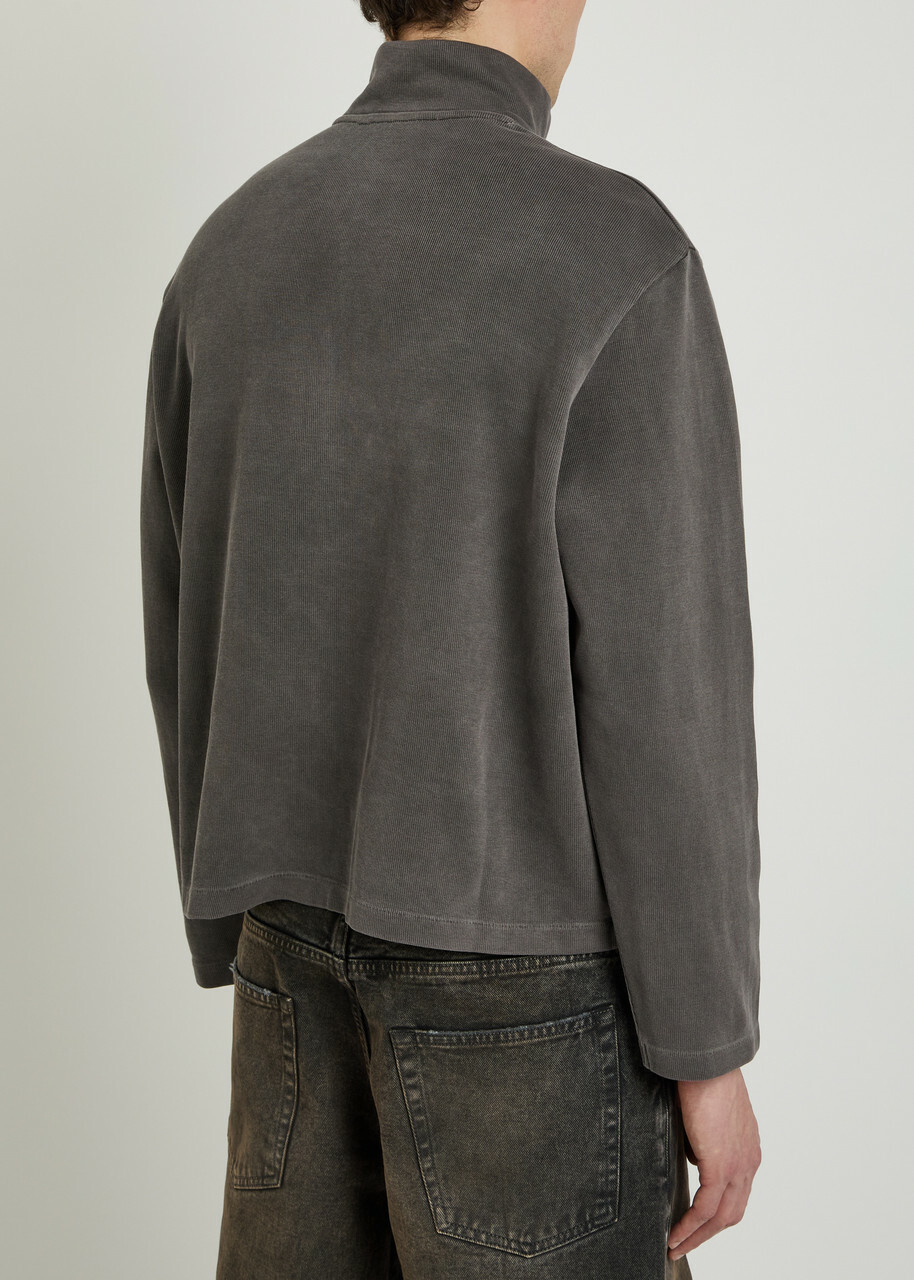 Our Legacy Shrunken Zip-through Cotton-knit Jumper Grey