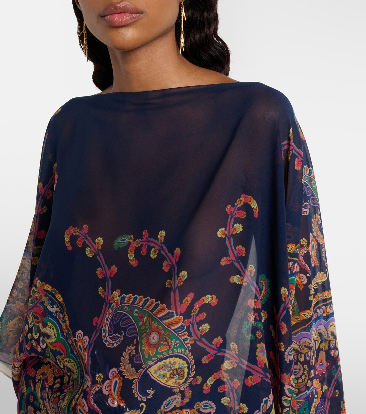 Etro Printed silk crêpe de chine poncho
