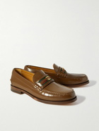 GUCCI - Kaveh Webbing-Trimmed Leather Loafers - Brown