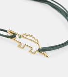 Aliita Crocodile 9kt yellow gold cord bracelet with emerald