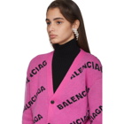 Balenciaga Pink All Over Logo Cardigan