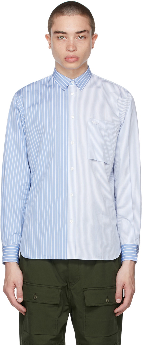 Maison Kitsuné Blue Stripe One Pocket Regular Shirt Maison Kitsune