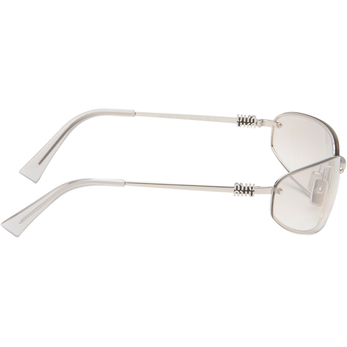 Miu Miu Eyewear Silver Rimless Metal Oval Sunglasses