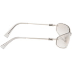 Miu Miu Eyewear Silver Rimless Metal Oval Sunglasses