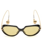 Bottega Veneta Eyewear Bottega Veneta BV1436S Drop Sunglasses in Black/Gold/Yellow 