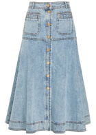 Zimmermann Panelled Denim Midi Skirt Light Blue