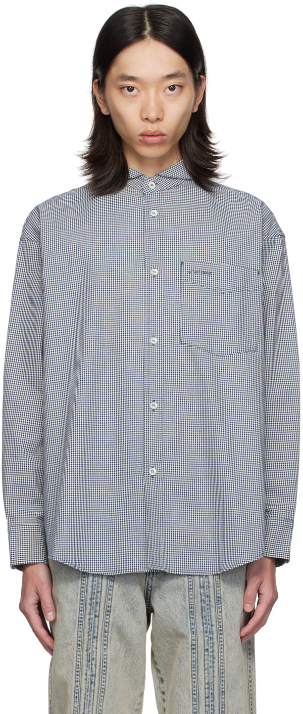 AFTER PRAY Navy Scout Check Shirt