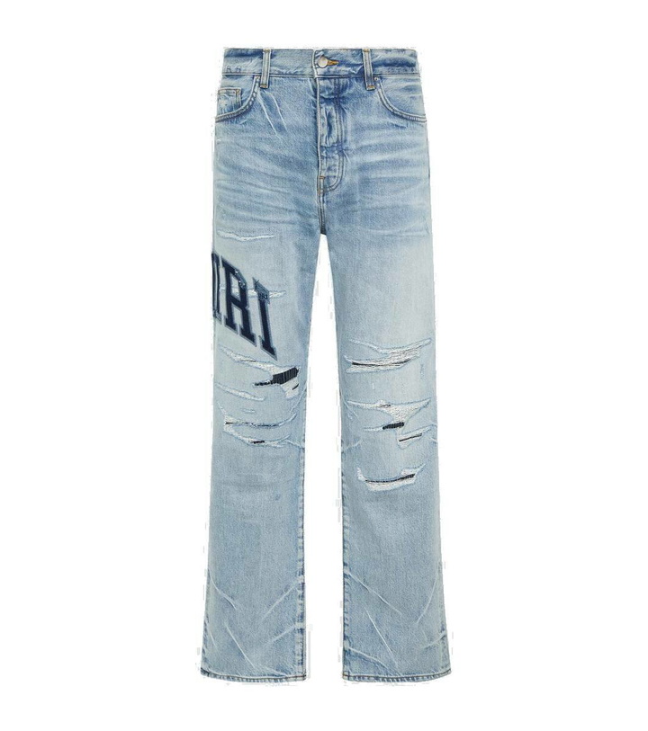 Photo: Amiri Logo distressed straight jeans