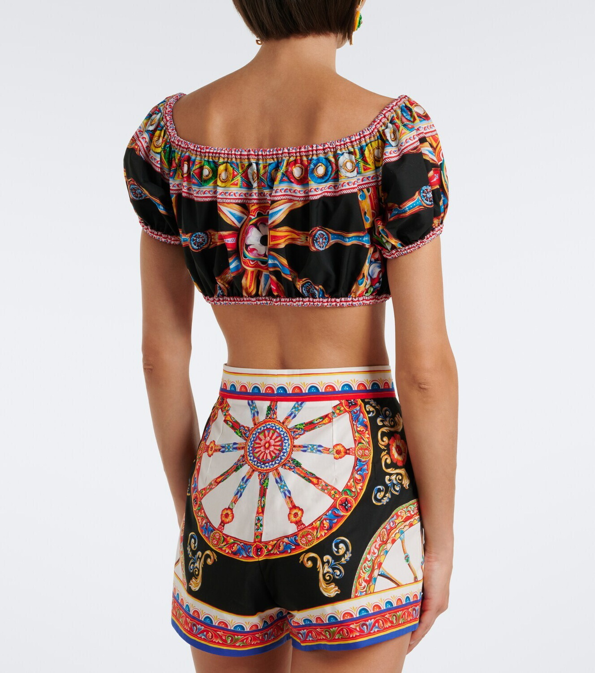 Dolce&Gabbana Printed off-shoulder cotton crop top