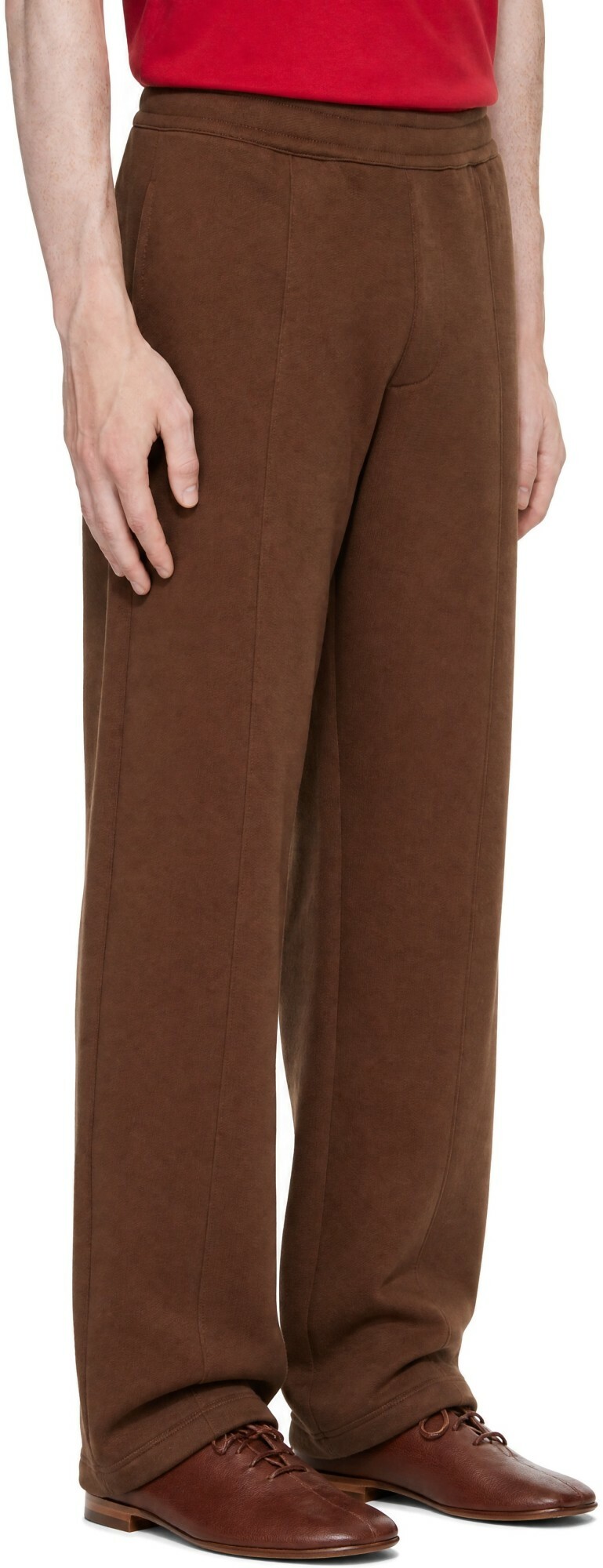 AMI Paris Brown Cotton Embossed Ami de Coeur Sweatpants