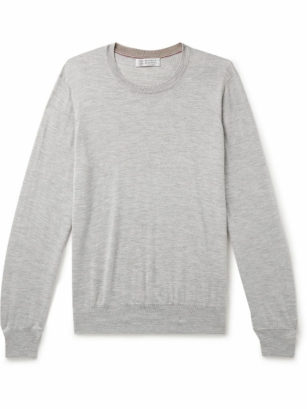 Photo: Brunello Cucinelli - Cashmere and Silk-Blend Sweater - Gray