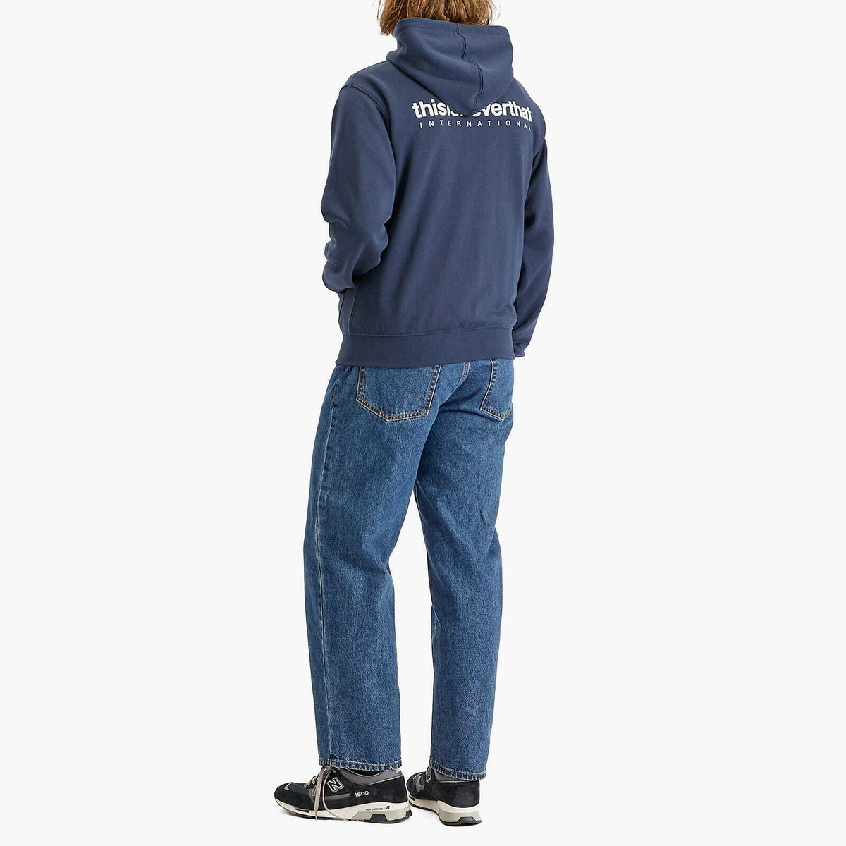 thisisneverthat Men's Intl. Logo Zip Up Hoodie in Navy