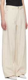 Marni Off-White Embroidered Light Denim Jeans