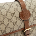 Gucci Men's GG Jacquard Buckle Messenger Bag in Tan
