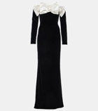Alessandra Rich Bow-detail off-shoulder velvet gown
