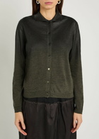 Maison Margiela Coated Wool-blend Cardigan Dark Green