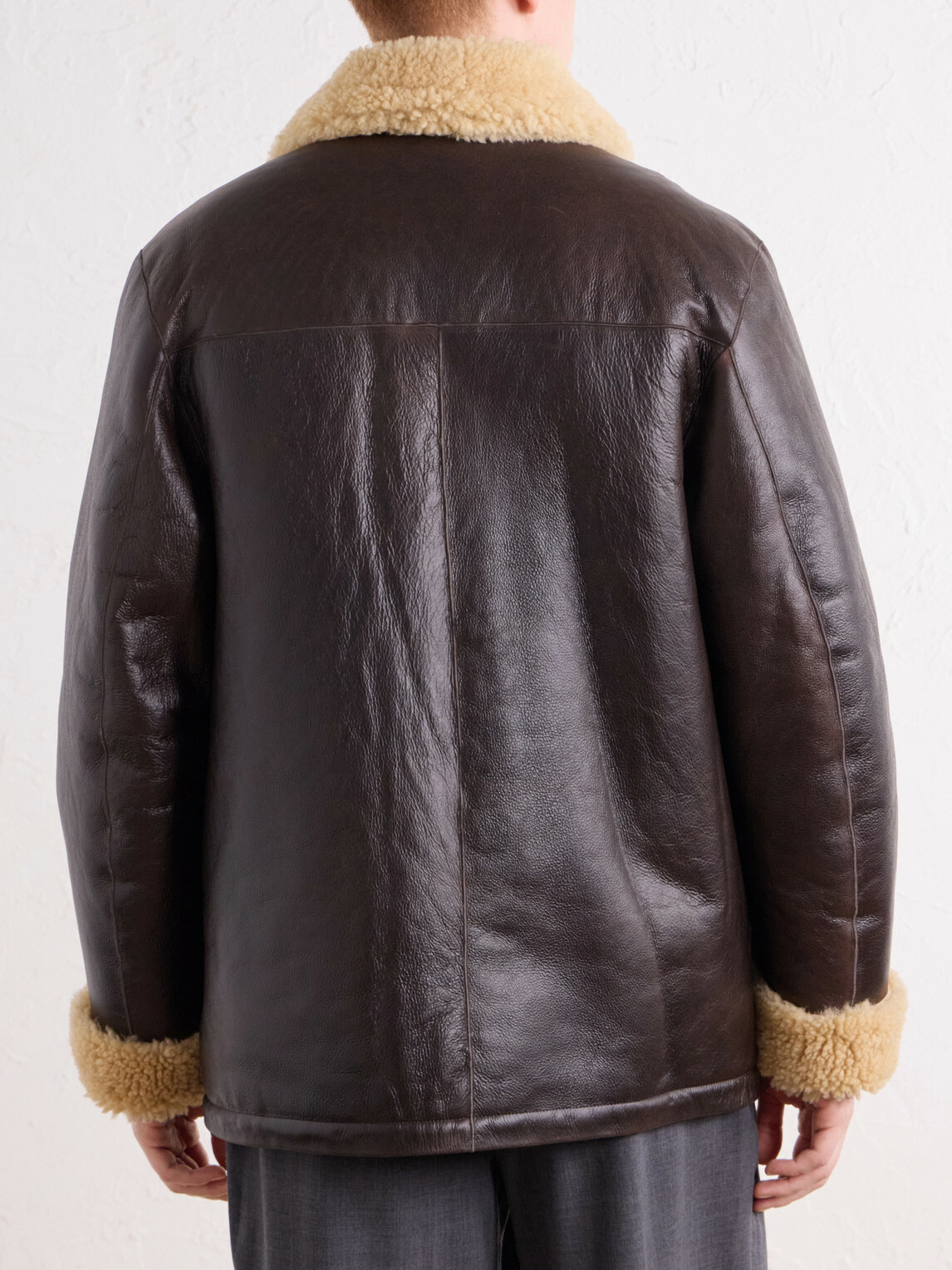 Officine Générale - Ilan Shearling-Lined Leather Jacket - Brown