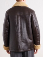 Officine Générale - Ilan Shearling-Lined Leather Jacket - Brown