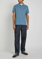 Moncler Logo-appliquéd Piqué Cotton Polo Shirt Blue