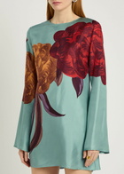LA Double J Supremes Floral-print Silk Mini Dress Blue