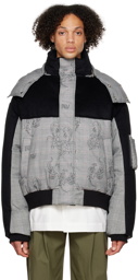 Feng Chen Wang Black & Gray Houndstooth Down Jacket