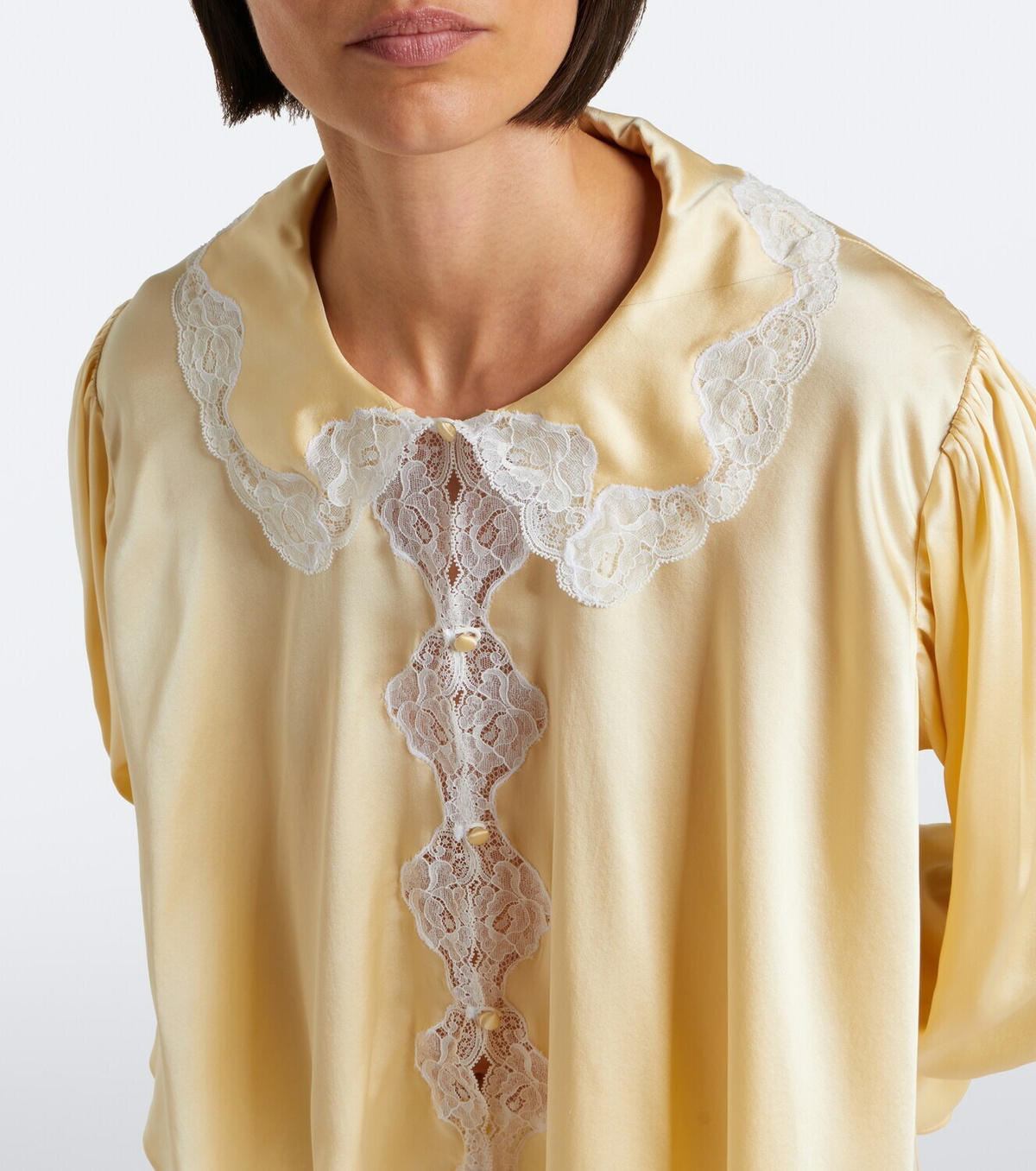 Chloé Lace-trimmed silk satin blouse