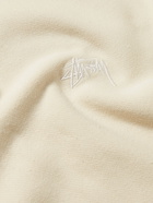 Stussy - Logo-Embroidered Cotton-Jersey Hoodie - Neutrals