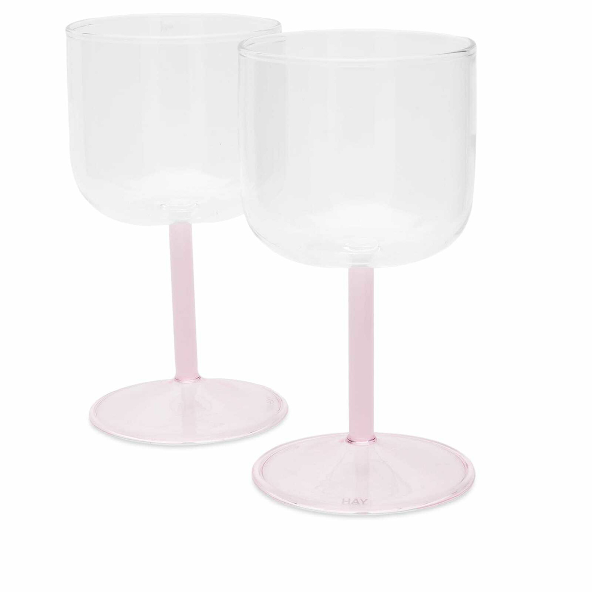 HAY Tint Wine Glass - Set of 2 in Clear/Jade Light Pink 