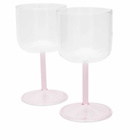 HAY Tint Wine Glass - Set of 2 in Clear/Jade Light Pink 