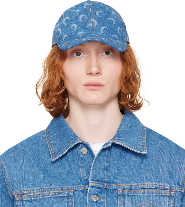 Photo: Marine Serre Blue Moon Laser Denim Baseball Cap