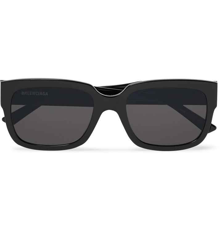 Photo: Balenciaga - Square-Frame Logo-Print Acetate Sunglasses - Black
