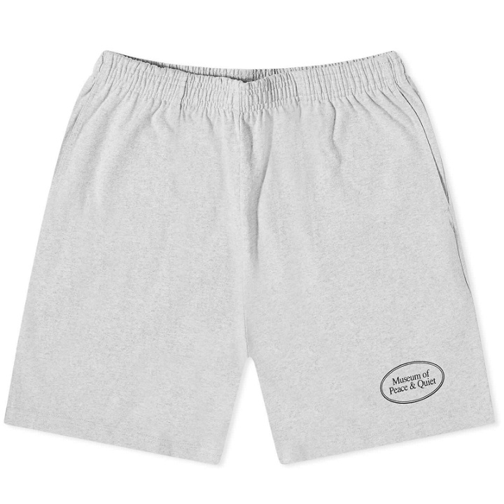 Photo: Museum of Peace and Quiet Men's Badge Sweat Shorts in Heather