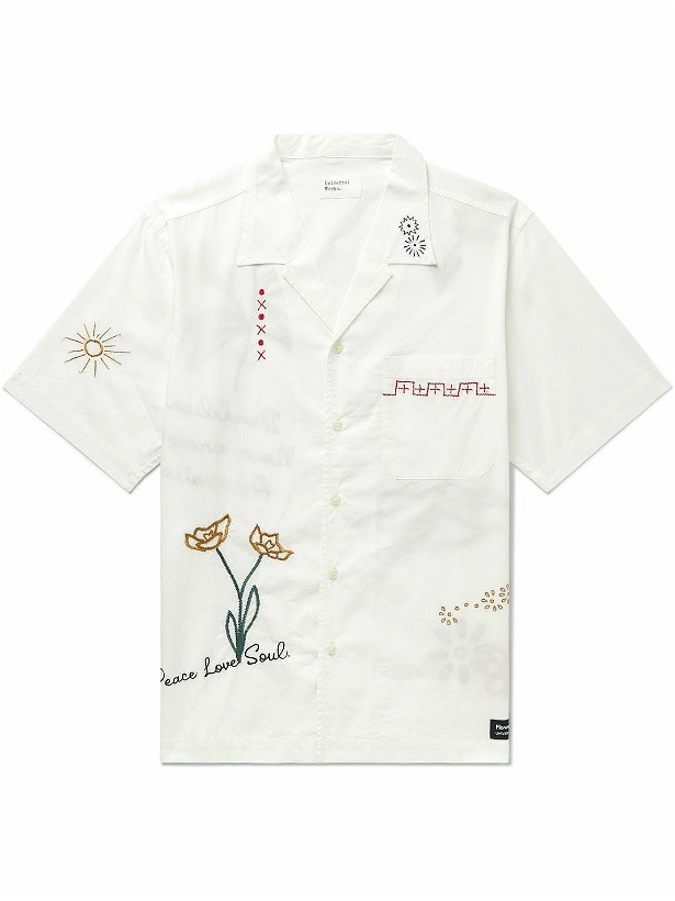 Photo: Universal Works - Flower Mountain Minari Camp-Collar Embroidered Organic Cotton-Poplin Shirt - Neutrals