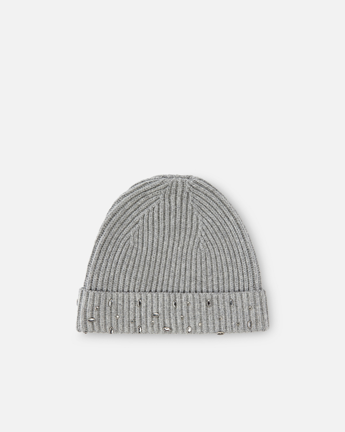 Pinko Ribbed Beanie With Crystals Metallic Silver