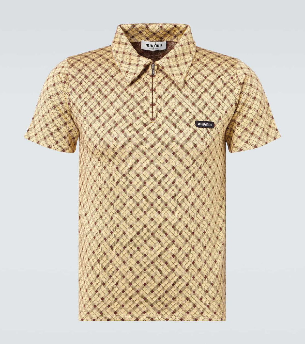 Miu Miu Checked silk piqué polo shirt