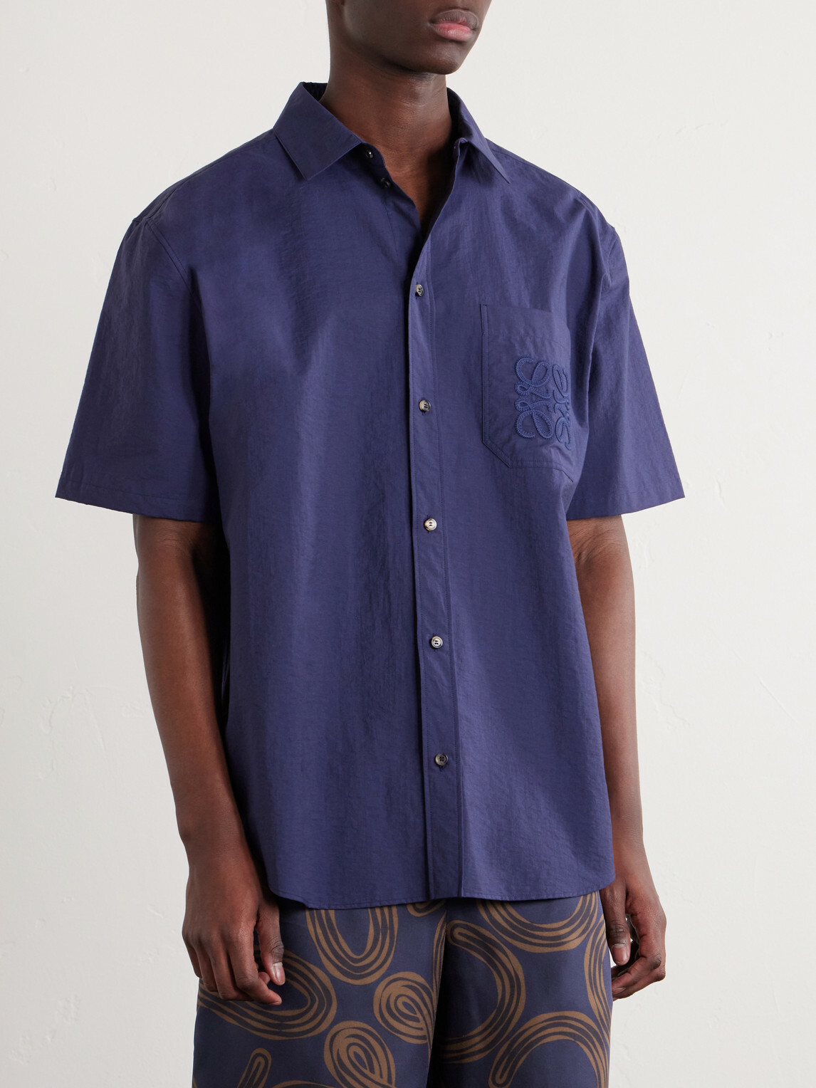 LOEWE - Paula's Ibiza Logo-Embroidered Cotton-Blend Shirt - Blue
