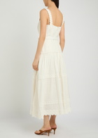 Rebecca Vallance Kahlia Appliquéd Linen-blend Midi Dress Ivory