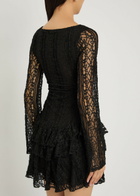 Free People Tabby Ruffled Lace Mini Dress Black