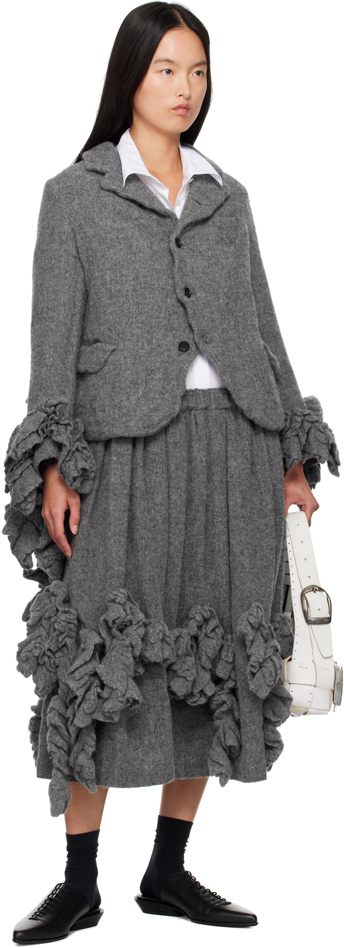 Comme des Garçons Comme des Garçons Gray Tweed Blazer