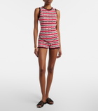 The Attico Striped crochet cotton shorts